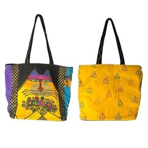 Vintage Laurel Burch Cat With Bouquet of Flowers Tote Bag